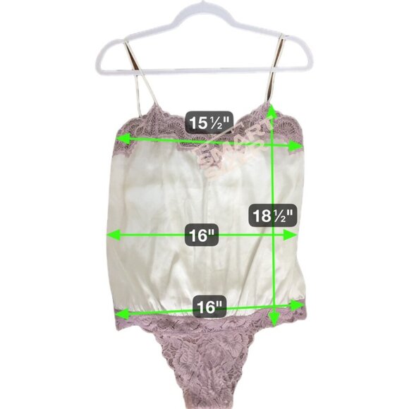 Free People Intimately D8 Night Bodysuit Women L Evening Cream/Lilac Lace NWT - Picture 8 of 10